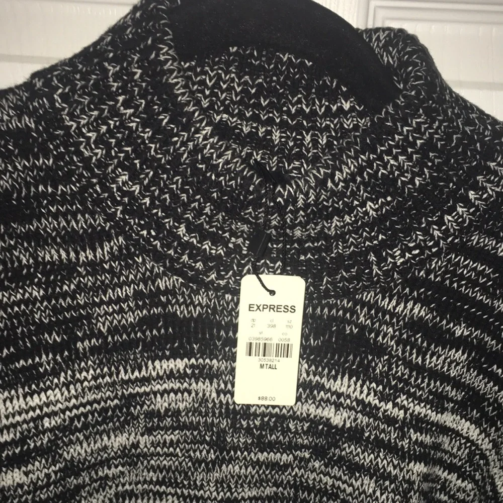 Express Men’s M Tall Sweater Mock Neck NEW W TAGS Black White & Greys ✌️ - Picture 2 of 3